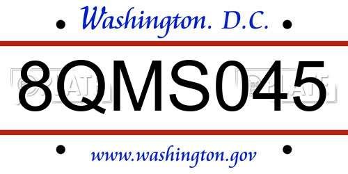 8QMS045 District Of Columbia License Plate