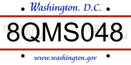 8QMS048 District Of Columbia License Plate