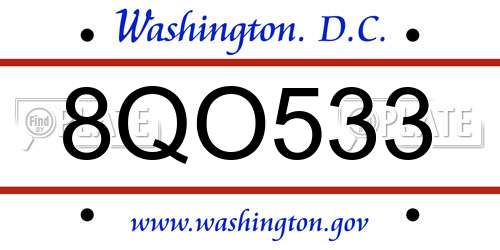 8QO533 District Of Columbia License Plate