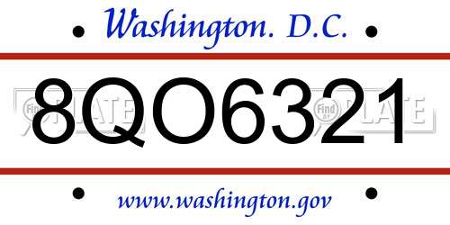 8QO6321 District Of Columbia License Plate