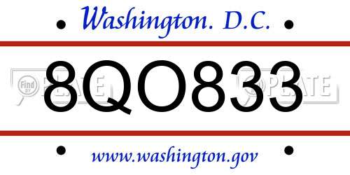 8QO833 District Of Columbia License Plate