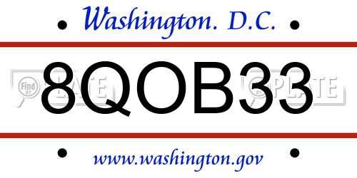 8QOB33 District Of Columbia License Plate