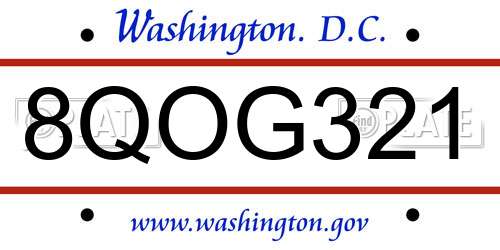 8QOG321 District Of Columbia License Plate