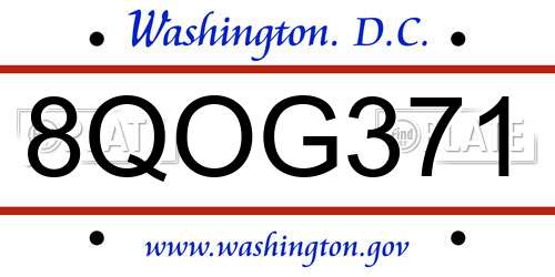 8QOG371 District Of Columbia License Plate