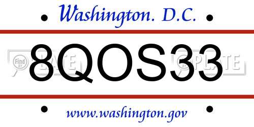 8QOS33 District Of Columbia License Plate