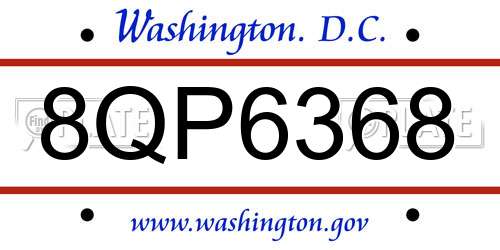 8QP6368 District Of Columbia License Plate