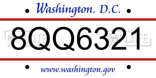 8QQ6321 District Of Columbia License Plate