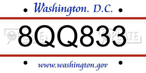 8QQ833 District Of Columbia License Plate