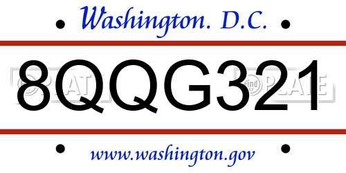 8QQG321 District Of Columbia License Plate