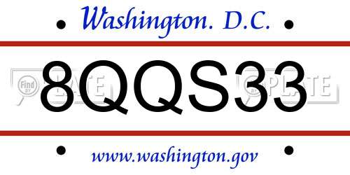 8QQS33 District Of Columbia License Plate