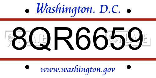 8QR6659 District Of Columbia License Plate
