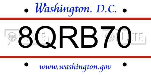 8QRB70 District Of Columbia License Plate