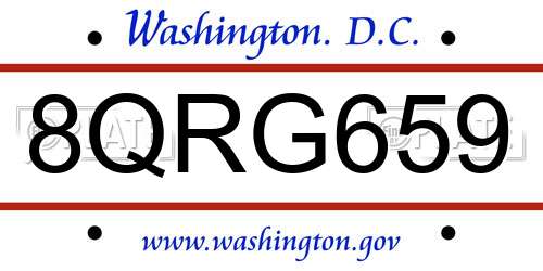 8QRG659 District Of Columbia License Plate