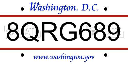 8QRG689 District Of Columbia License Plate