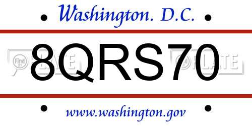 8QRS70 District Of Columbia License Plate