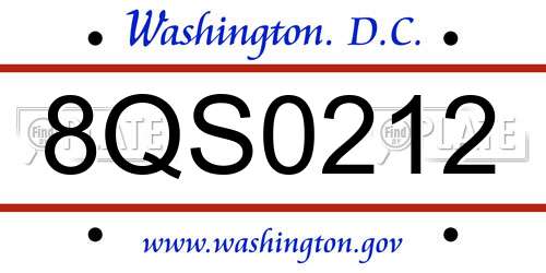 8QS0212 District Of Columbia License Plate