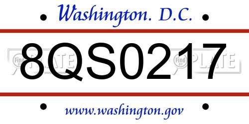 8QS0217 District Of Columbia License Plate
