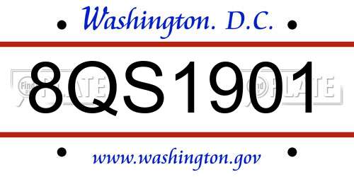 8QS1901 District Of Columbia License Plate