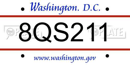 8QS211 District Of Columbia License Plate