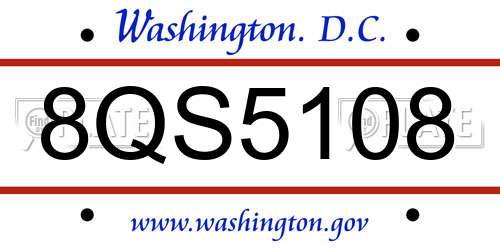 8QS5108 District Of Columbia License Plate