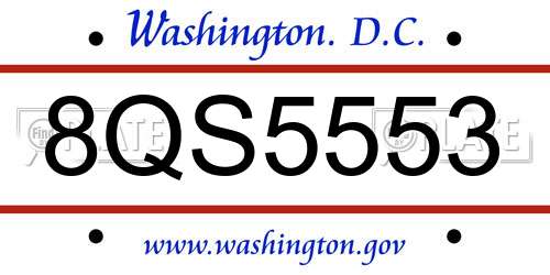 8QS5553 District Of Columbia License Plate