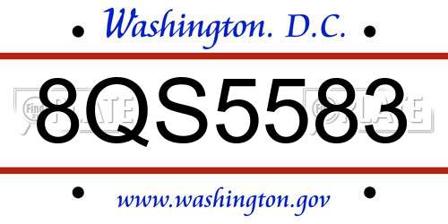 8QS5583 District Of Columbia License Plate