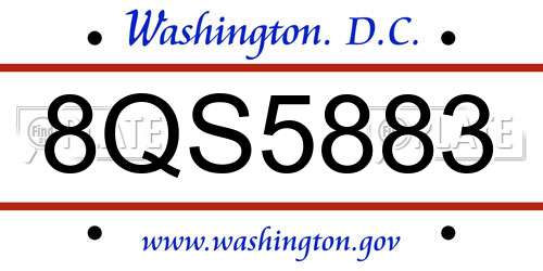 8QS5883 District Of Columbia License Plate
