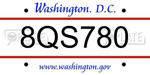 8QS780 District Of Columbia License Plate