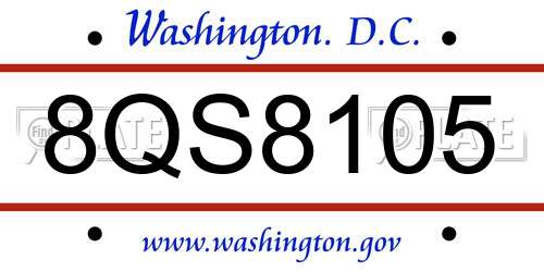 8QS8105 District Of Columbia License Plate