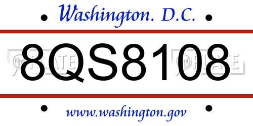 8QS8108 District Of Columbia License Plate