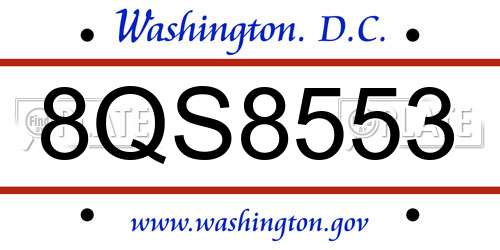 8QS8553 District Of Columbia License Plate