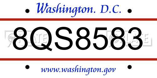 8QS8583 District Of Columbia License Plate