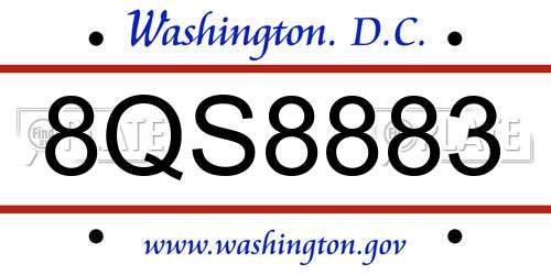 8QS8883 District Of Columbia License Plate