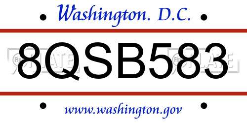 8QSB583 District Of Columbia License Plate