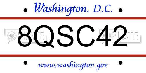8QSC42 District Of Columbia License Plate