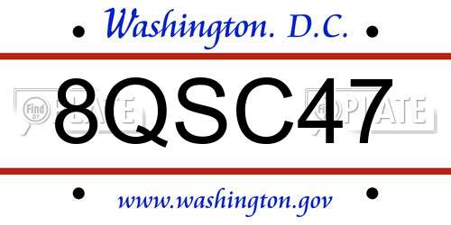 8QSC47 District Of Columbia License Plate