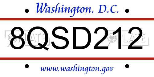 8QSD212 District Of Columbia License Plate
