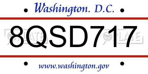 8QSD717 District Of Columbia License Plate