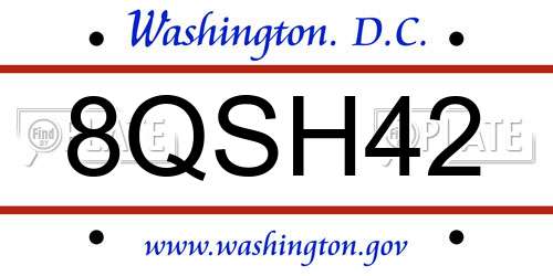 8QSH42 District Of Columbia License Plate