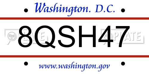 8QSH47 District Of Columbia License Plate
