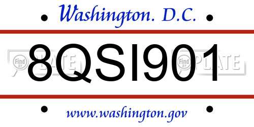 8QSI901 District Of Columbia License Plate