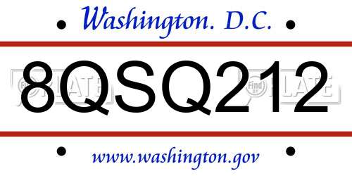 8QSQ212 District Of Columbia License Plate