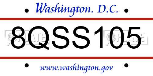 8QSS105 District Of Columbia License Plate
