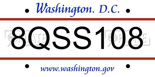 8QSS108 District Of Columbia License Plate