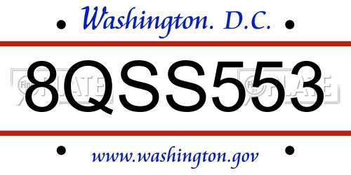 8QSS553 District Of Columbia License Plate