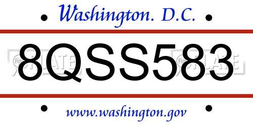 8QSS583 District Of Columbia License Plate