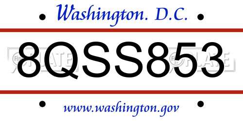 8QSS853 District Of Columbia License Plate