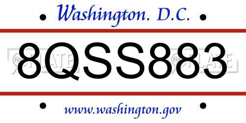 8QSS883 District Of Columbia License Plate