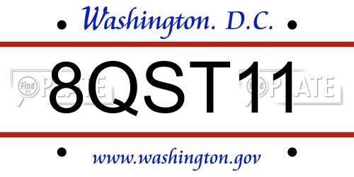 8QST11 District Of Columbia License Plate