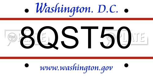 8QST50 District Of Columbia License Plate